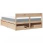 Preview: Bett mit Schubladen und Matratze 140x200 cm Massivholz Kiefer