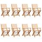 Preview: Gartenstühle 8 Stk. Klappbar Beige Stoff und Massivholz