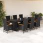 Preview: ARDEBO.de - 9-tlg. Garten-Essgruppe mit Kissen Schwarz Poly Rattan
