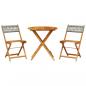 Preview: 3-tlg. Bistro-Set Grau Poly Rattan und Massivholz