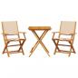 Preview: 3-tlg. Bistro-Set Beige Stoff und Massivholz