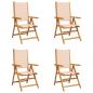 Preview: Gartenstühle Verstellbar 4 Stk. Beige Stoff und Massivholz