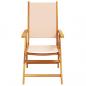 Preview: Gartenstühle Verstellbar 4 Stk. Beige Stoff und Massivholz