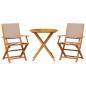 Preview: 3-tlg. Bistro-Set Taupe Stoff und Massivholz