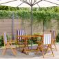 Preview: ARDEBO.de - Gartenstühle Verstellbar 4 Stk. Blau Weiß Stoff und Massivholz