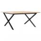 Preview: Couchtisch X-Gestell 80x80x45cm Massivholz Kiefer und Gusseisen