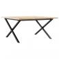 Preview: Couchtisch X-Gestell 80x80x45cm Massivholz Kiefer und Gusseisen