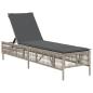 Preview: Sonnenliege mit Auflage Hellgrau Poly Rattan