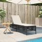 Preview: Sonnenliege mit Auflage Schwarz Poly-Rattan