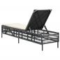 Preview: Sonnenliege mit Auflage Schwarz Poly-Rattan