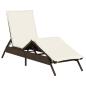Preview: Sonnenliege mit Auflage Braun Poly Rattan