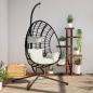 Preview: ARDEBO.de - Hängesessel Ei-Design mit Ständer Beige Rattan und Stahl