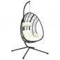 Preview: Hängesessel Ei-Design mit Ständer Beige Rattan und Stahl