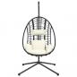Preview: Hängesessel Ei-Design mit Ständer Beige Rattan und Stahl