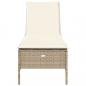 Preview: Sonnenliege mit Auflage Beige Poly Rattan