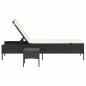 Preview: Sonnenliege mit Tisch und Auflage Schwarz Poly-Rattan