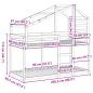 Preview: Etagenbett mit Dach Wachsbraun 90x200 cm Massivholz Kiefer