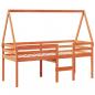 Preview: Hochbett mit Dach Wachsbraun 75x190 cm Massivholz Kiefer
