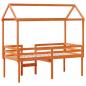 Preview: Hochbett mit Dach Wachsbraun 75x190 cm Massivholz Kiefer