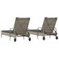Preview: Sonnenliegen mit Auflagen 2 Stk. Grau Poly Rattan