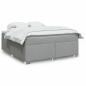 Preview: ARDEBO.de - Boxspringbett mit Matratze Hellgrau 180x200 cm Stoff