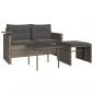 Preview: 3-tlg. Garten-Sofagarnitur mit Kissen Grau Poly Rattan