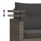 Preview: 3-tlg. Garten-Sofagarnitur mit Kissen Grau Poly Rattan