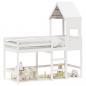 Preview: ARDEBO.de - Hochbett mit Leiter und Dach Weiß 90x190 cm Massivholz Kiefer