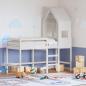 Preview: Hochbett mit Leiter und Dach Weiß 90x190 cm Massivholz Kiefer