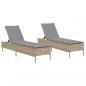 Preview: Sonnenliegen mit Auflagen 2 Stk. Beige Poly Rattan