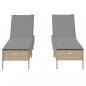 Preview: Sonnenliegen mit Auflagen 2 Stk. Beige Poly Rattan