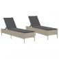 Preview: Sonnenliegen mit Auflagen 2 Stk. Hellgrau Poly Rattan