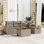 Preview: ARDEBO.de - 6-tlg. Garten-Sofagarnitur mit Kissen Beige Poly Rattan