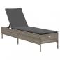 Preview: Sonnenliege mit Auflage Grau Poly Rattan