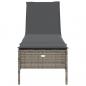 Preview: Sonnenliege mit Auflage Grau Poly Rattan