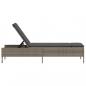 Preview: Sonnenliege mit Auflage Grau Poly Rattan