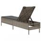 Preview: Sonnenliege mit Auflage Grau Poly Rattan