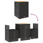 Preview: 3-tlg. Bistro-Set mit Kissen Schwarz Poly Rattan