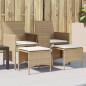Preview: ARDEBO.de - Gartensofa 2-Sitzer mit Tisch und Hockern Beige Poly Rattan