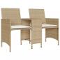 Preview: Gartensofa 2-Sitzer mit Tisch und Hockern Beige Poly Rattan