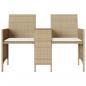 Preview: Gartensofa 2-Sitzer mit Tisch und Hockern Beige Poly Rattan