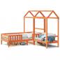 Preview: ARDEBO.de - Massivholzbett und Bank mit Dach Orange 90x200 cm Kiefernholz