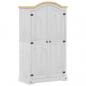 Preview: Kleiderschrank Corona Weiß 102x52x186 cm Massivholz Kiefer