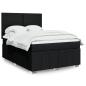 Preview: ARDEBO.de - Boxspringbett mit Matratze Schwarz 140x200 cm Stoff