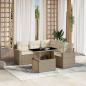 Preview: ARDEBO.de - 6-tlg. Garten-Sofagarnitur mit Kissen Beige Poly Rattan