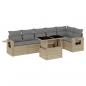 Preview: 7-tlg. Garten-Sofagarnitur mit Kissen Beige Poly Rattan