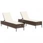 Preview: 3-tlg. Sonnenliegen-Set mit Auflage Braun Poly Rattan