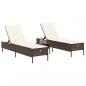 Preview: 3-tlg. Sonnenliegen-Set mit Auflage Braun Poly Rattan