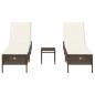 Preview: 3-tlg. Sonnenliegen-Set mit Auflage Braun Poly Rattan