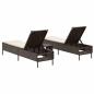 Preview: 3-tlg. Sonnenliegen-Set mit Auflage Braun Poly Rattan